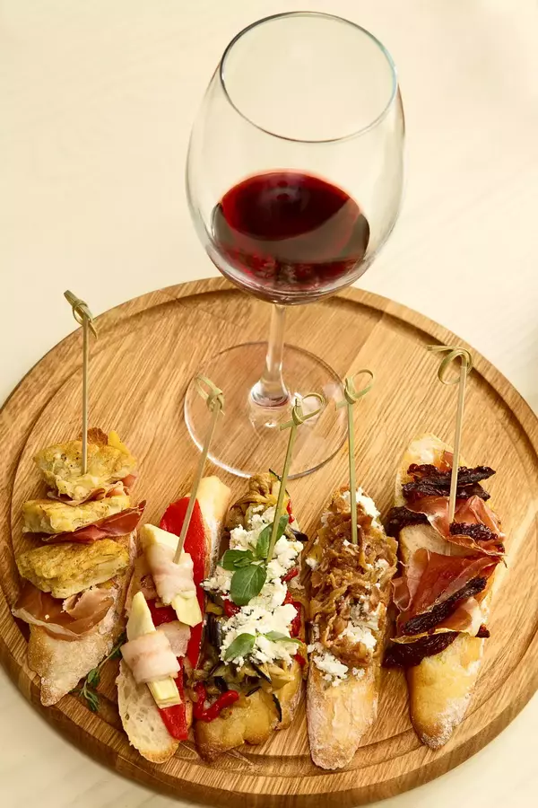 Delicious tapas with wine Delicious tapas with wine